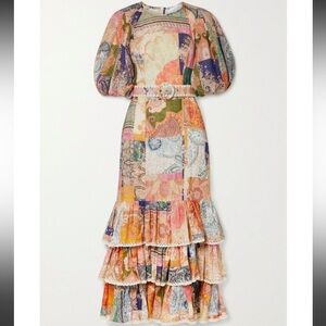 Colorful Paisley Maxi Dress with Belt